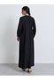 Black Thread Embroidery Notch Neck Jalabiya - 4