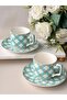 Porcelain Turkish Coffee Cup Set for 2 People 4 Pieces Angel Mint - 4