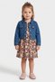 Toddlers Girl 3 Pcs Animal Print Dress And Denim Jacket With Hairband Set, Multicolor