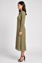 Women Textured Shirt Dress, Olive - 3