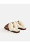 Women Brown And Ivory Stitched Slippers - 3