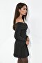 Pearl Button Detailed Off-Shoulder Flare Mini Dress - 5