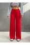 Women's 100% Cotton 3 Thread Waist Tie Flat Leg Sweatpants - Red - 3