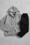 Unisex Grimelanj 3-Thread Zippered Hooded Jacket Black 3-Thread Sweatpants Set