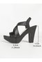 Black Glitter Platform Block Heel Sandals - 3