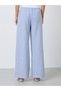 Blue Striped Wide-Leg Drawstring Pants - 4