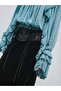 Velvet Long Skirt with Lace and Leather Detail - 3