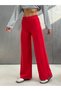 Women's 100% Cotton 3 Thread Waist Tie Flat Leg Sweatpants - Red - 6