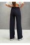 Women's 100% Cotton 3 Thread Waist Tie Flat Leg Sweatpants - Navy Blue - 4