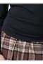 Teen Girls Solid Knit T-Shirt and Pleated Checked Skirt Set - 4