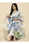 Beige Kaftan Dress with Floral Print - 2