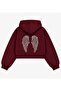 Women's Angel Wing Stone Printed Hooded Oversize Crop Sweatshirt