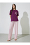 Bow Ruffle Pocket Geo Lace T-Shirt and Straight Leg Pyjama Set