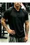 Black Solid Knitted Regular Fit Polo T-Shirt