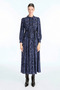 Patterned Bow Collar Detailed Navy Blue/Black Dress 0536 - 2