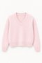Women's Dusty Pink V-Neck Ultra Soft Textured Sweater - 4