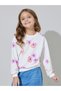 Girls Off White All Over Floral Print Oversized Sweatshirt - 3
