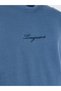 Men Blue Oversized Embroidered Cotton Terry T-Shirt - 4
