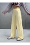 Women's 100% Cotton 3 Thread Waist Tie Flat Leg Sweatpants - Yellow - 7