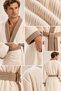 Men's Kimono Bathrobe Set 100% Cotton Certified 2-Piece Striped Contrast Men's Bathrobe Set - Cream - 7