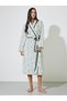 Cream Fleece Sketchy Floral Piped Edge Robe