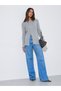 Grey Ribbed Longline Side Slit Sweater - 2