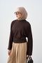 Women's Crew Neck Bat Sleeve T-Shirt Brown - 4