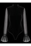Transparent Sleeves Velvet Bodysuit