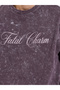 Men Purple Oversized Washed Cotton Terry T-Shirt - 3