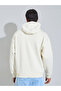 Men Cream Oversized Text Print Fleece Hoodie - 5