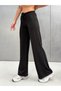 Women's 100% Cotton 3 Thread Waist Tie Flat Leg Sweatpants - Black - 6