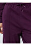 Purple Wide Leg Fleece Joggers with Pintuck Detail - 3