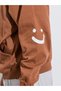 Men Brown Minimal Emoji Print Oversized Heavy Hoodie - 4