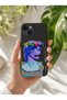 iPhone 15 Plus Compatible Stylish Watercolor Effect Art Design Protective Silicone Case Black