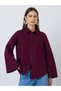 Burgundy Regular Fit Shirt with Flare Sleeves - 3