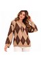 11-Button Diamond-Patterned Sweater