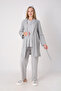 Maternity Pajama and Robe Set – 3-Piece Maternity Set, Geometric Pattern Robe and Top with Piping Detail - 4