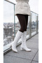 Women's High Heeled Leather Look Long Boots - 6