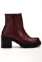 Zri̇n-3020 Premium Burgundy Zippered Thick Heeled Winter Women's Boots - 6