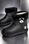 Children's Waterproof Rain Boots with Plush Detailing, Teddy Bear Figure, and Fur Inside - 6