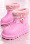 Children's Waterproof Rain Boots with Plush Detailing, Teddy Bear Figure, and Fur Inside - 2
