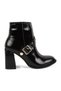 Women's Boots L031.27104458 Black Genuine Shiny Patent Leather with Gold Buckle Belt Detail and Side Zipper - 2