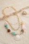 Gold Color Women's Necklace with Sea Shell Figure and Natural Stone Detail - 2