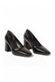Black Wrinkled Thick Heeled Stylish Comfortable Special Day and Night Women's Heeled Shoes 584119 - 4
