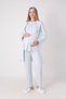 Maternity Pajama and Robe Set – 3-Piece Maternity Set, Self-Patterned Robe and Lace Top - 4