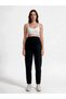 Maternity Stretchable Waistband Adjustable Mom Fit Smoked Ribbed Black Jeans