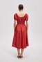 Solid Square Neck Midi Dress - 6