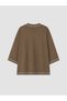 Two Mt Shop Quality Lcw Modest Brown Combed Cotton Embroidered Oversize Three-Quarter Sleeve Women's T-Shirt - 2