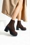 Melvian Women's Bitter Brown Luxury Suede Lace-Up Zippered Fur Inside 8 cm Thick Heeled 3 cm Platform Boots