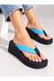 Kaila Women's Platform Wedge Heel 7cm Fabric Flip-Flops, Non-Painful Summer Pool Beach Slippers - 2